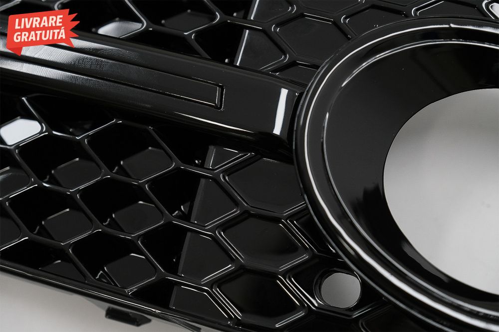 Grile Laterale Bara Fata AUDI A4 B8 8K (2007-2011) S4 Design Negru Luc