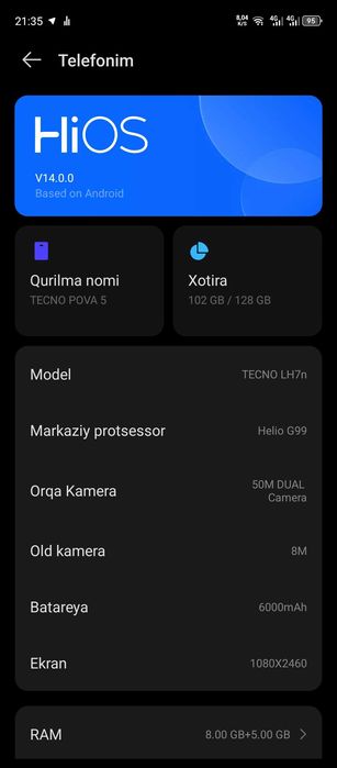 Tecno pova 5 ideal