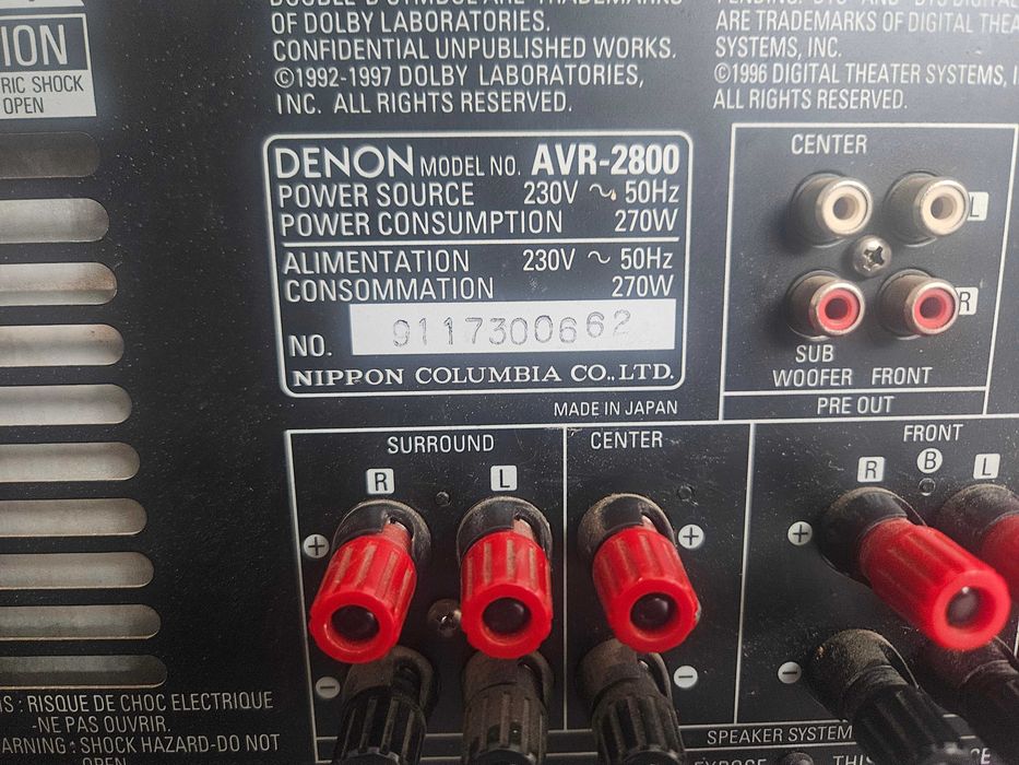 Продавам ресивър Denon AVR-2800 Dolby Digital DTS 5.1 Surround AV