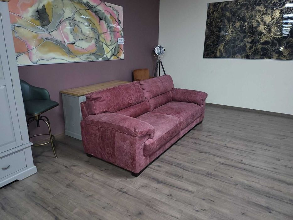 Червен кожен диван тройка "Santino" - телешки бокс