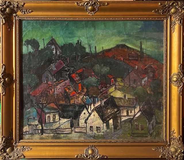 Tablou F VECHI, ul/pz, Dublu semn Mosshammer György(1911-1970) 70x50cm