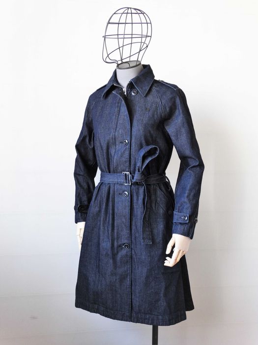 Ново Намалено G-star Minor Denim Classic Trench Dk Blue Дамски Тренч -