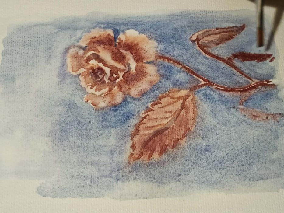 Ръчно рисувана акварелна картина – нежна роза