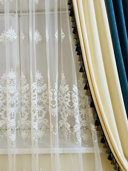 Элегантные шторы с тюлем (комплект)