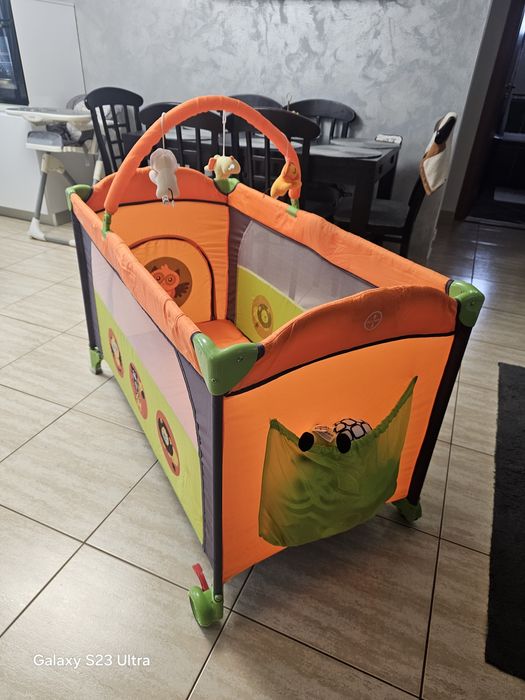 Patut cu 2 nivele Juju Sleepy Baby, Verde/Portocaliu