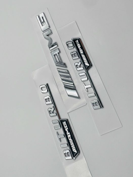 Set Embleme Compatibile Mercedes biturbo AMG crom