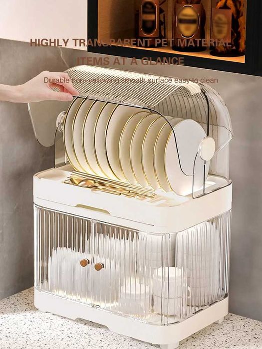Пластиковая сушилка для посуды, с крышкой