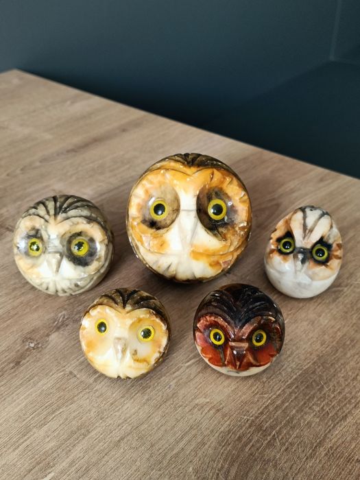 Set bufnițe onix sculptate manual