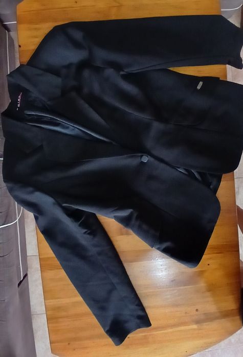 Дамски елегантен костюм (сако + панталон), черен, размер XL