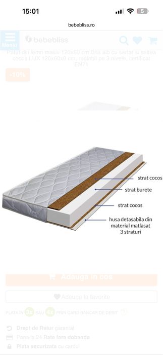 Vand -Pătuț multifuncțional MAMO-TATO – Giraffe White + saltea cocos