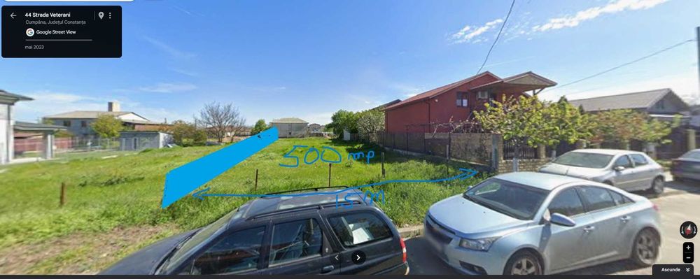 Teren 500 mp, 15m deschidere, central Cumpana
