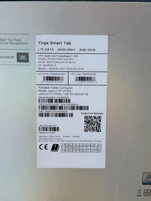 Tableta Lenovo Yoga  Smart Tab - 32 GB Memorie - cu SIM / SIGILATA