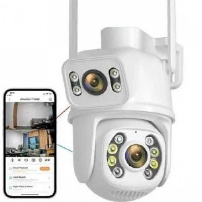 А0018 Външна водоуст двойна камера ICSEE 6MP 360° въртяща цветно нощно