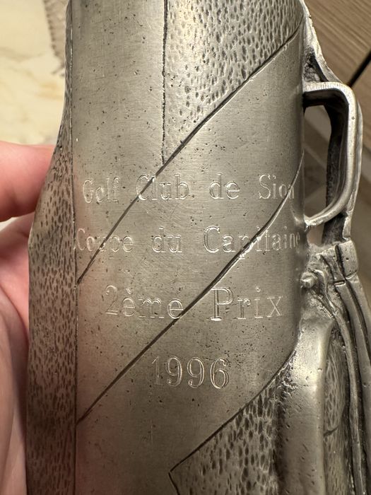 Trofeu golf din Staniu / Cositor argint aprox 300grame