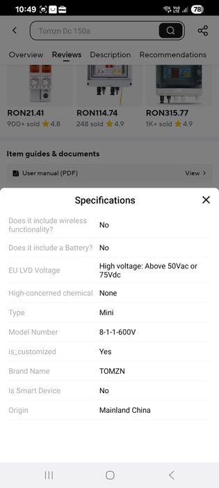 Tablou electric sigurante panouri fotovoltaice