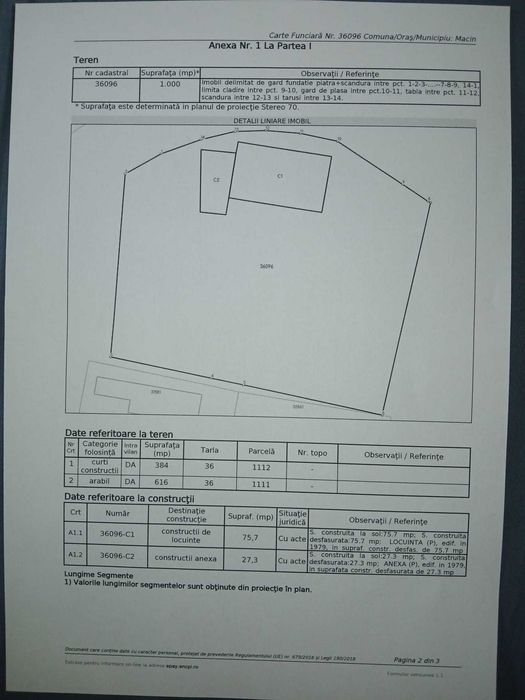 Proprietar, vând imobil intravilan 1.000 mp, Măcin (jud. Tulcea) – Ideal construcție