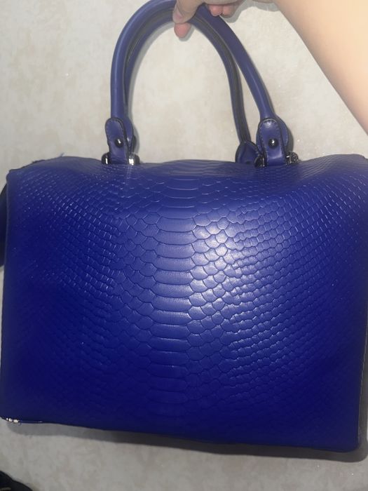 Сумка кожаная синяя