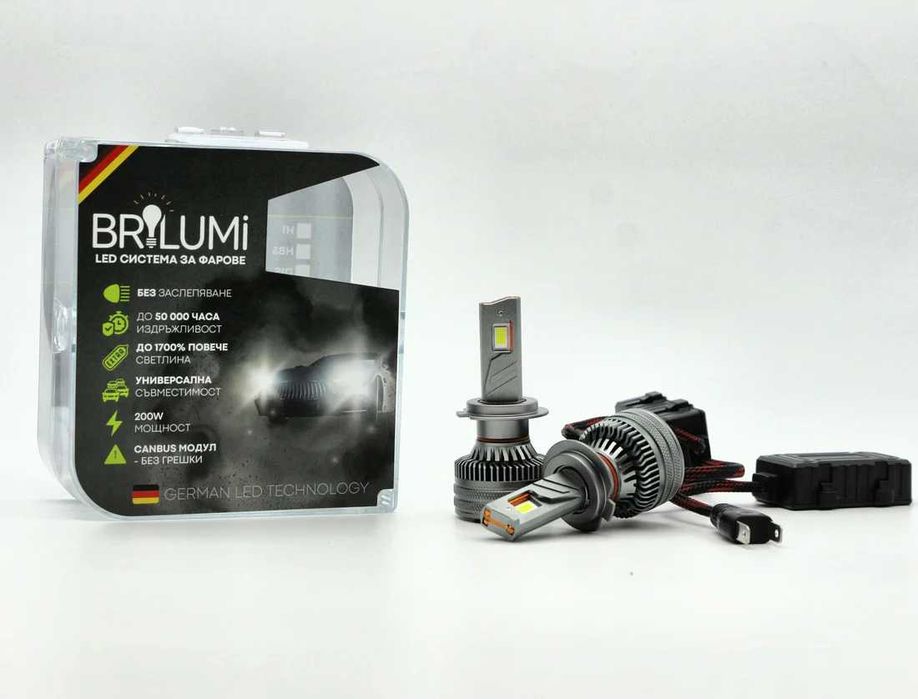 LED крушки за автомобил BRILUMI ZENITH, H7, 200W, 6000K