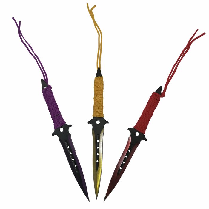 Set trei cutite de aruncat, Ninja Assasin, 19 cm, multicolor