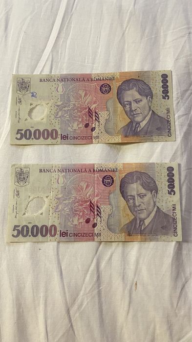 Bancnote 2000 lei eclipsa 50.000 lei plastic