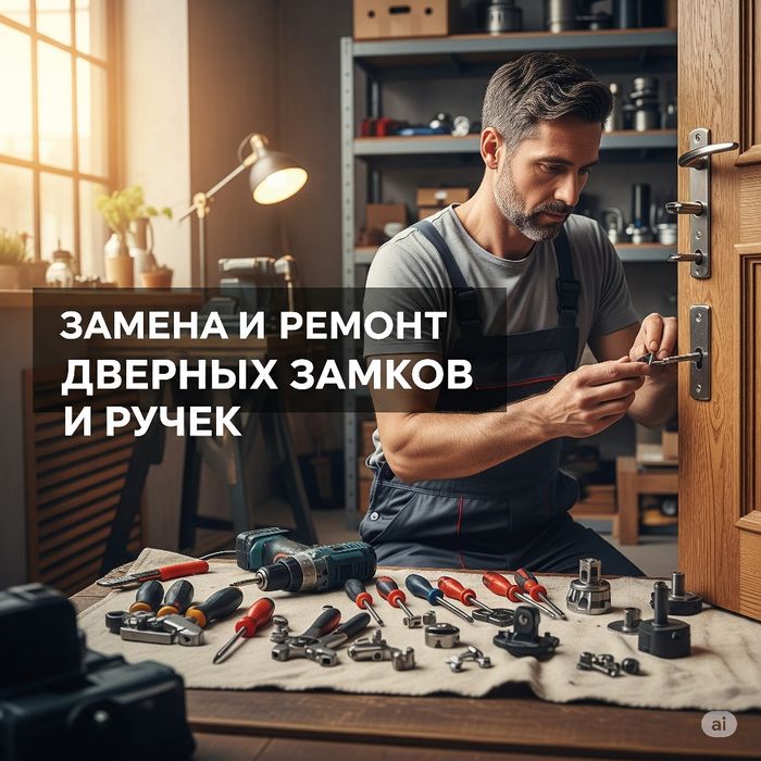 Замена и ремонт дверных замков и ручек. Плотник. Замена сердцевины.
