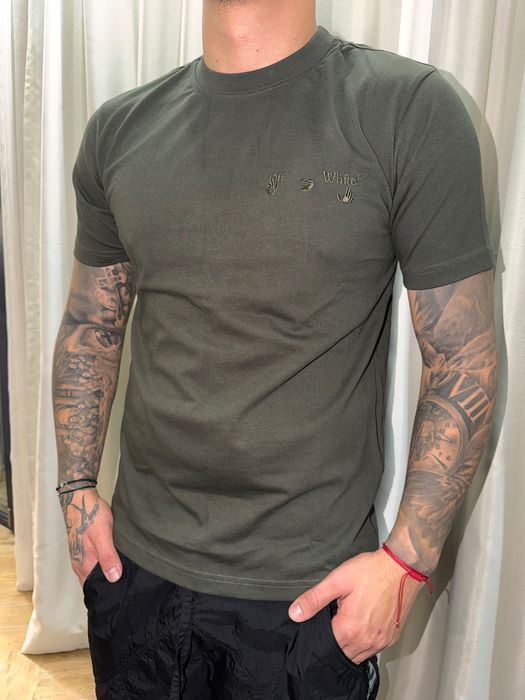 OFF WHITE зелена тениска