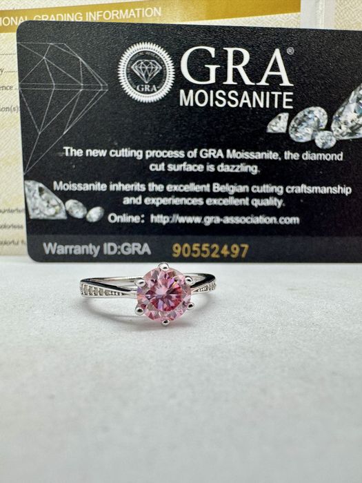 Сребърен пръстен с мойсанит (Диамант) 1 карат