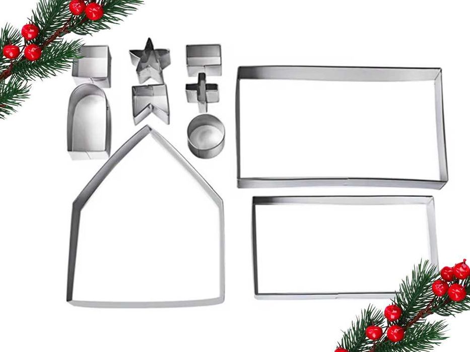 Комплект метални форми за коледни бисквити джинджифилова къща