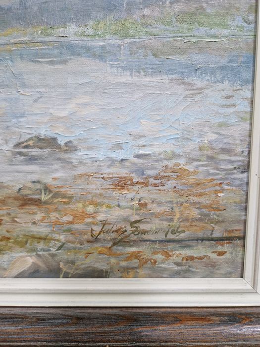 Страхотна антикварна белгийска картина масло върху платно