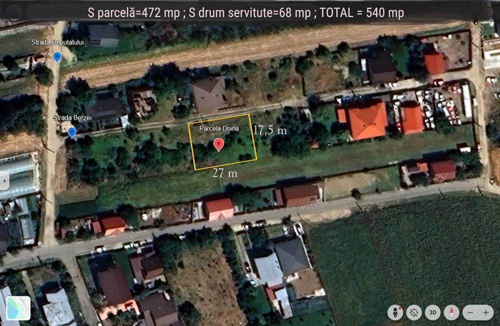 Proprietar, vând 540 mp intravilan, cu utilități(gaze, curent)  la Gulia (Tărtășești) aproape de București