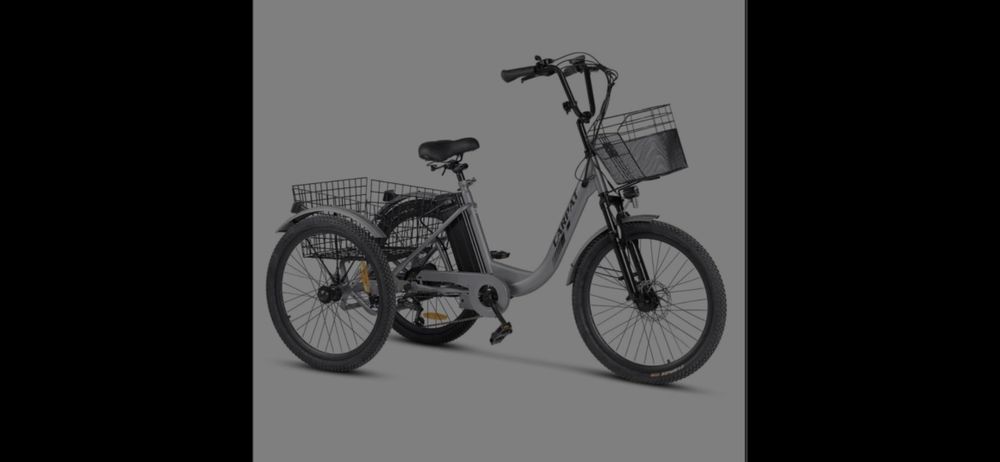 Tricicleta Electrica 24" cu Motor 250W, Baterie 48V 10.4Ah si 7 Schimbator Viteze Shimano – Cosuri Fata/Spate Incluse Noua cumpărată în vară  cu factu