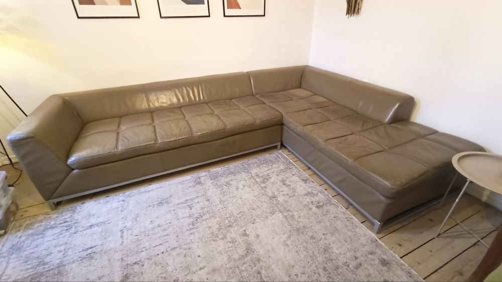 Италиянски кожен ъглов диван
