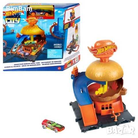 Игрален комплект Hot Wheels City Burger Drive с количка - ресторант