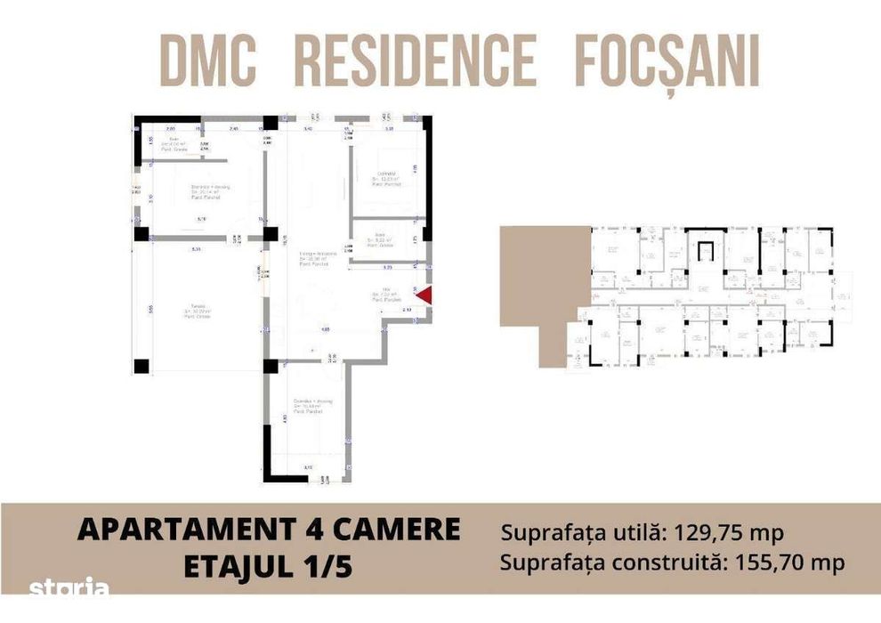 Apartament 4 camere-et 2/5-S=130 mp-Kaufland-Obor