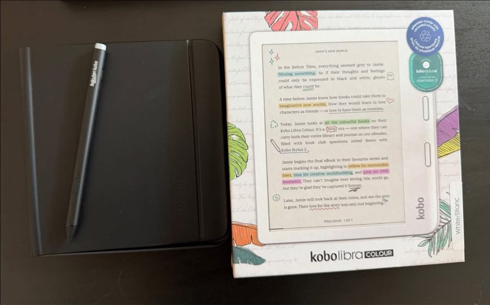 Kobo Libra Colour (2024) – бял, с оригинален черен калъф