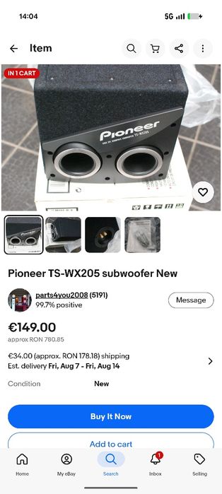 subwoofer pioneer ts-wx205