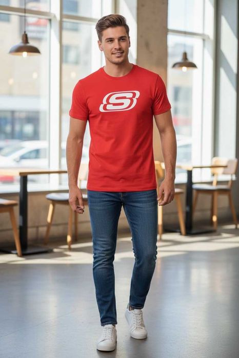 Мъжка тениска, SKECHERS, Червена