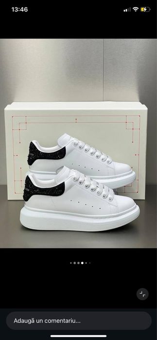 Adidasi Alexander Mcqueen Crystals pietre cristale negri albi