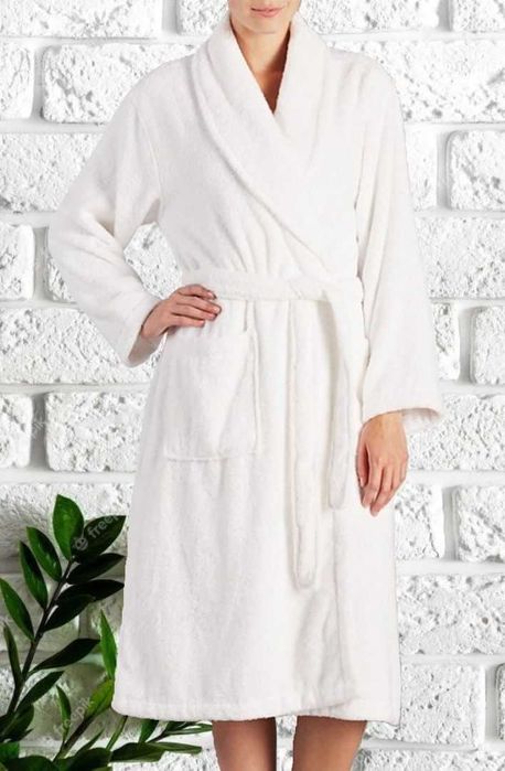 Halat ALB de baie hotelier, calitate Premium, bumbac velour 100%