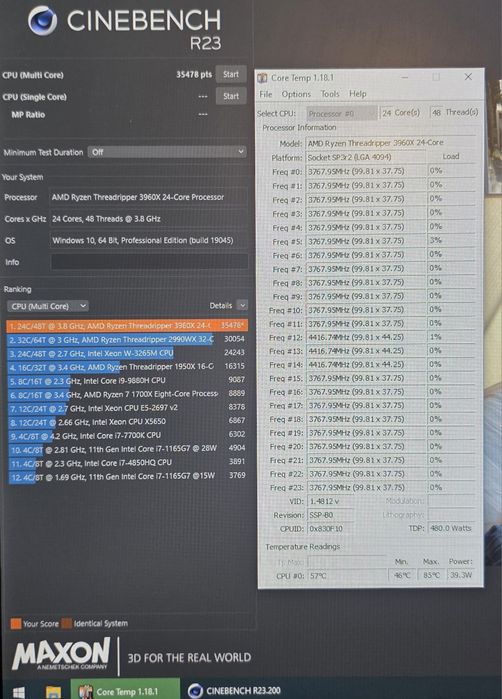 Procesor gaming AMD RYZEN Threadripper 3960X 24/48CPUs TR4 144MB cache
