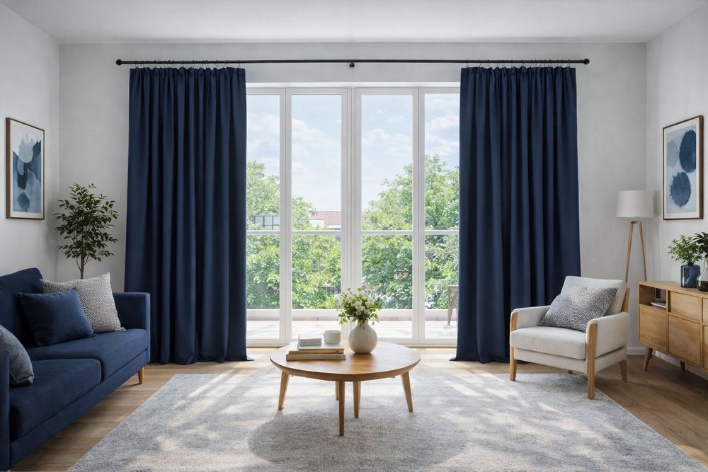 2 buc Draperii opace Deconovo - Albastru închis 210x140 cm