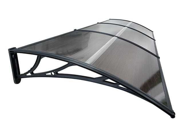 300х100 Поликарбонатен навес козирка над врата - черен/кафяв