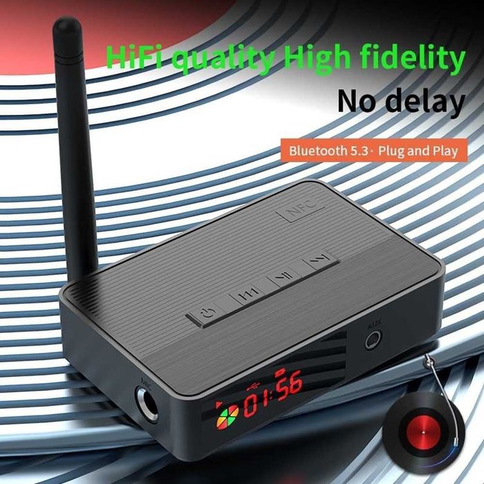 Безжичен стерео аудио приемник и предавател D400, Bluetooth 5.3, Авто