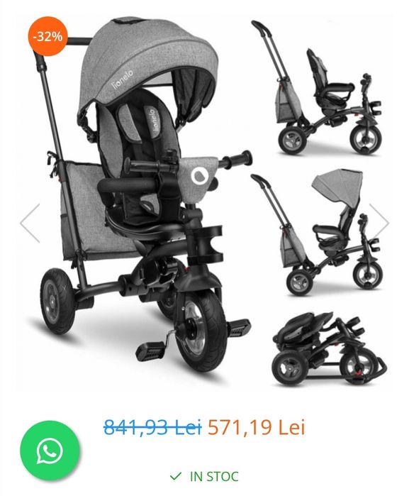 Tricicleta Lionelo Tris gri in stare foarte bună