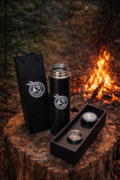 Термос белый черный