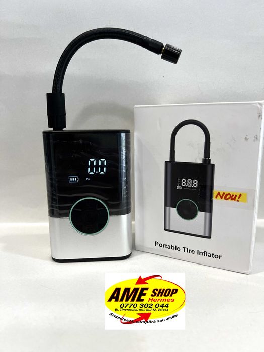 Compresor Portabil 6000mAh, NOU!