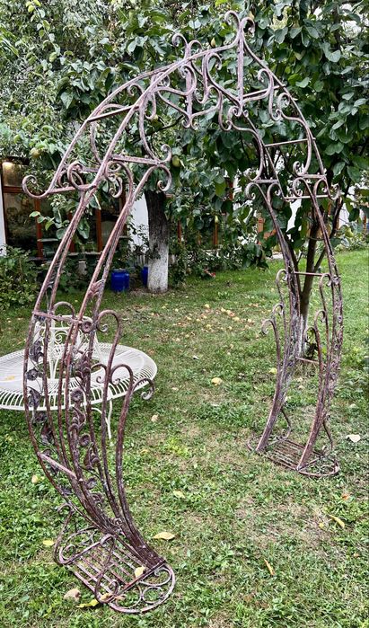 Arcadă din metal – arcadă de grădină, ornament floral, stil vintage