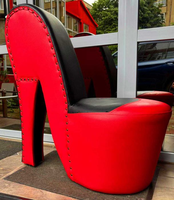 Scaun, design toc înalt, roșu, piele ecologică