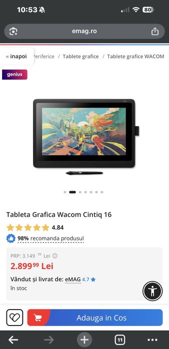 Tableta grafica Wacom Cintiq 16