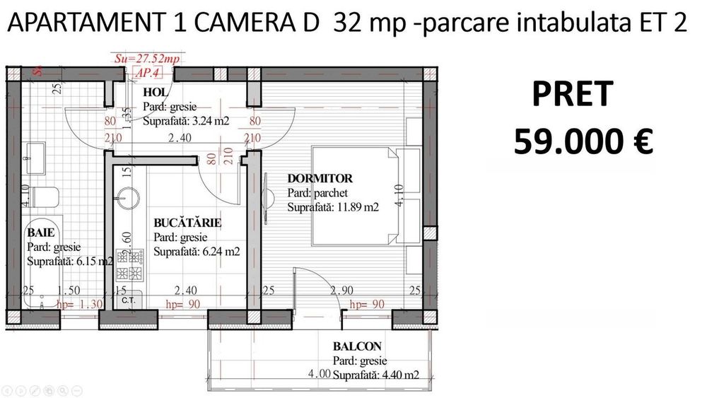 IASI - LUNCA CETATUII - Apartament cu 1 camera in bloc nou + parcare